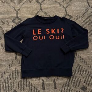 Women’s J. Crew Ski Embroidered Cotton Terry Crewneck Pullover Shirt: Small